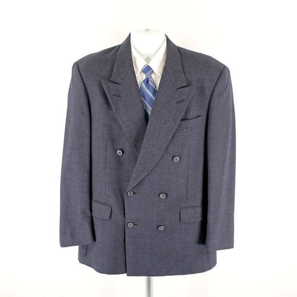 Austin Reed Flannel Wool Gray Peak‎ Lapel Double Breasted Blazer 42R Dillard's - Picture 5 of 15